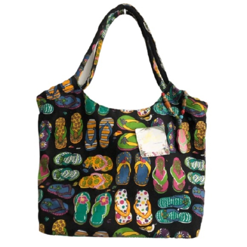 NEW Capelli Straworld Colorful Flip Flop Tote Beach Bag